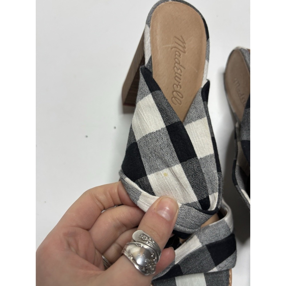 Madewell Women's Alexandria High Heeled Mule Black/White Buffalo Plaid Size 7.5 - Picture 3 of 7